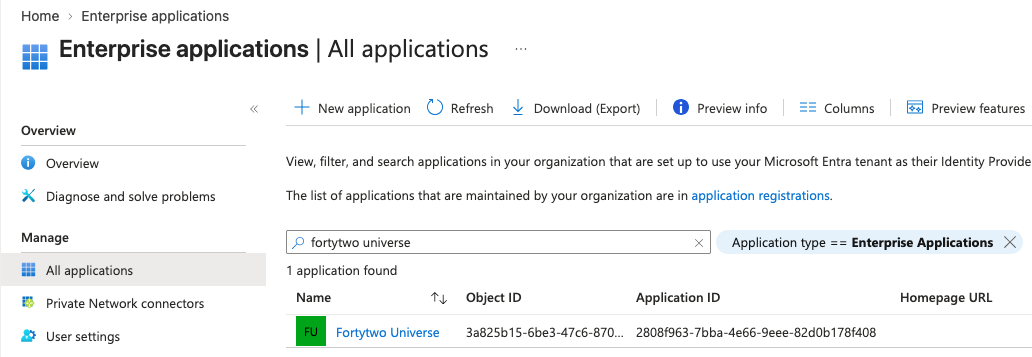 Fortytwo Universe enterprise application