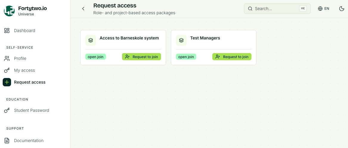 Request access page